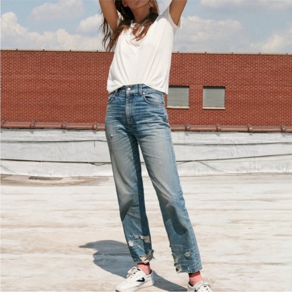 Rivet and Thread Distressed Jeans - Picture 1 of 13